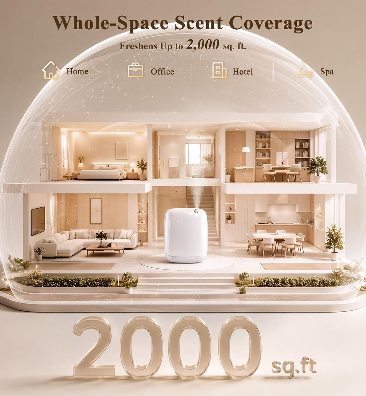 Ziweo 2,000 Sq. Ft. Smart Waterless Essential Oil Scent Diffuser