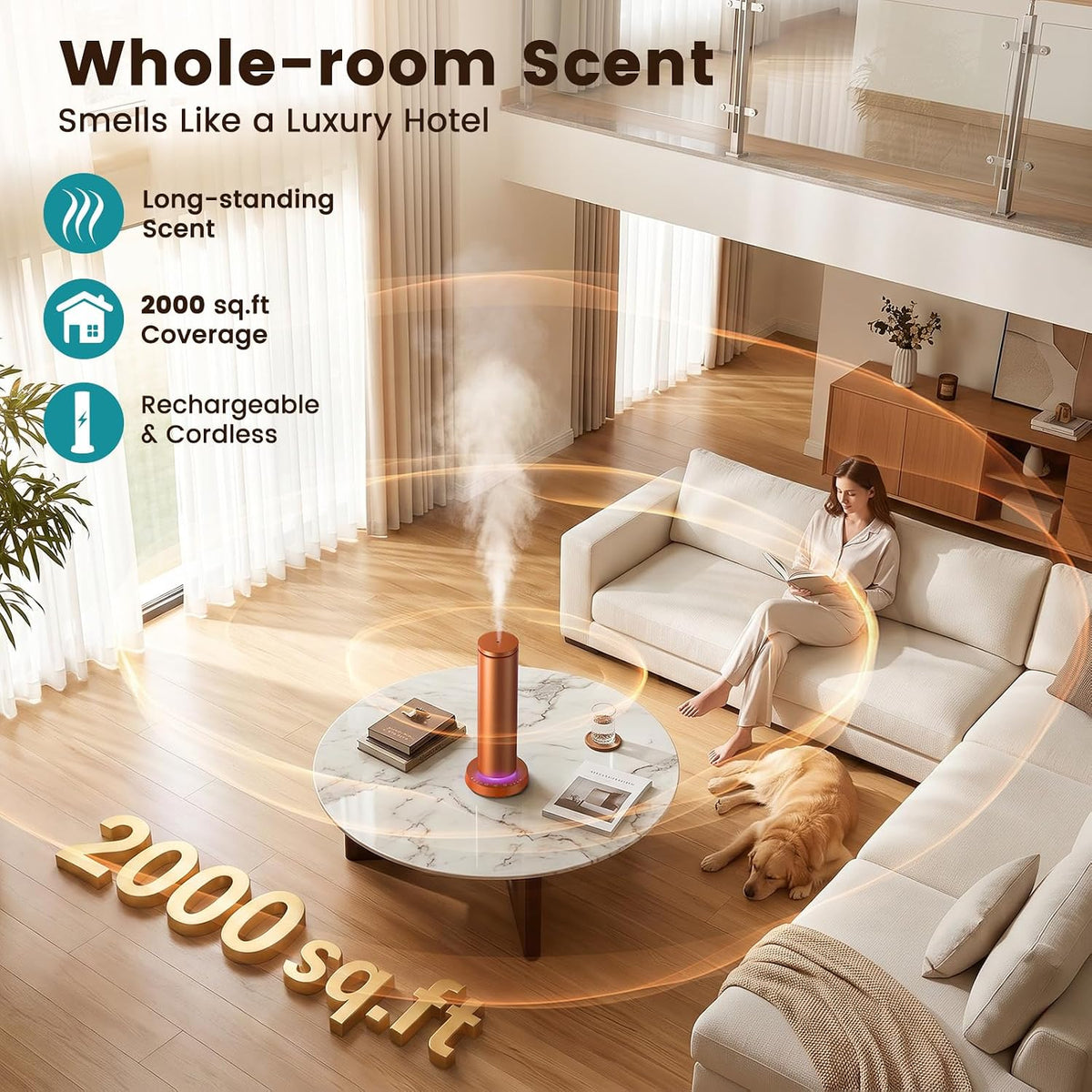 XEITIN Apex 2000™ Cordless Rechargeable Scent Diffuser (2,000 Sq. Ft. | 4000mAh Battery)