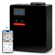 XEITIN smart commercial scent diffuser in black with digital screen and Bluetooth smartphone app control.